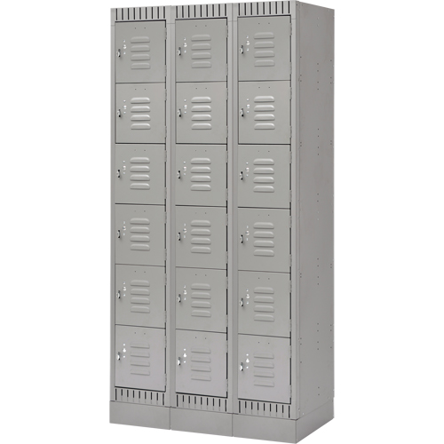 Casiers, 6 niveaux, Bloc de 3, 36" x 18" x 76", Acier, Gris, D&eacute;mont&eacute; Ontario Safety Products