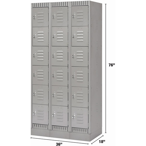 Casiers, 6 niveaux, Bloc de 3, 36" x 18" x 76", Acier, Gris, D&eacute;mont&eacute; Ontario Safety Products