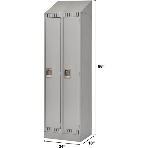 Lockers, Bank of 2, 24" x 18" x 86", Steel, Grey, Knocked Down Ontario Safety Products