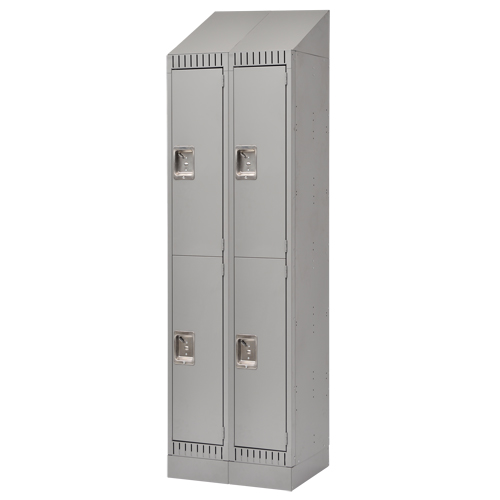 Assembled Lockers, 2 -tier, Bank of 2, 24" x 18" x 72", Steel, Grey, Rivet (Assembled) Ontario Safety Products