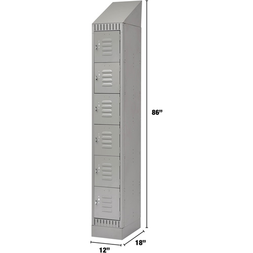 Lockers, 6 -tier, 12" x 18" x 86", Steel, Grey, Knocked Down Ontario Safety Products