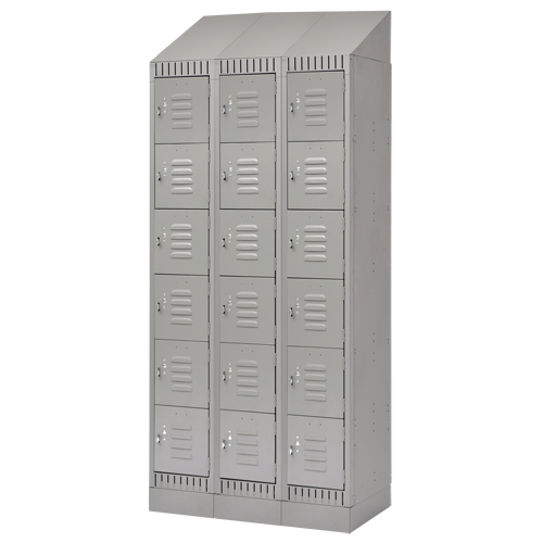 Casiers, 6 niveaux, Bloc de 3, 36" x 18" x 86", Acier, Gris, D&eacute;mont&eacute; Ontario Safety Products