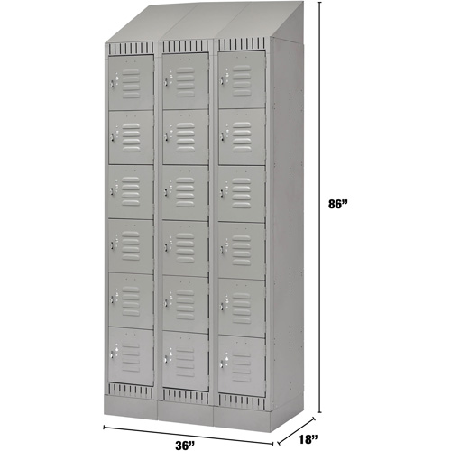 Casiers, 6 niveaux, Bloc de 3, 36" x 18" x 86", Acier, Gris, D&eacute;mont&eacute; Ontario Safety Products