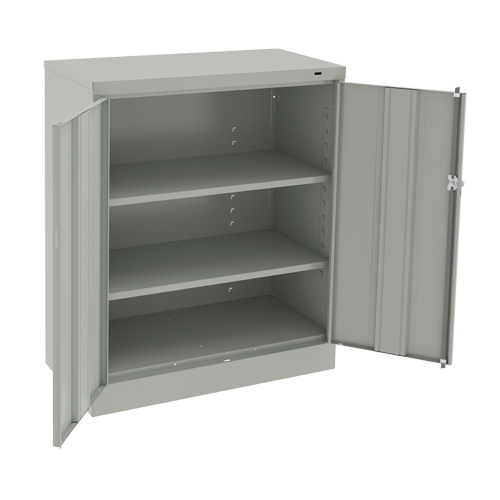 Counter High Cabinet, Steel, 2 Shelves, 42" H x 36" W x 18" D, Light Grey Ontario Safety Products