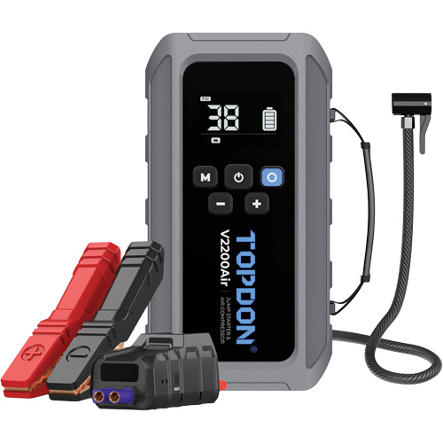 V2200Air 2-en-1: d&eacute;marreur de secours de 1200 A de pointe et gonfleur de pneus Ontario Safety Products