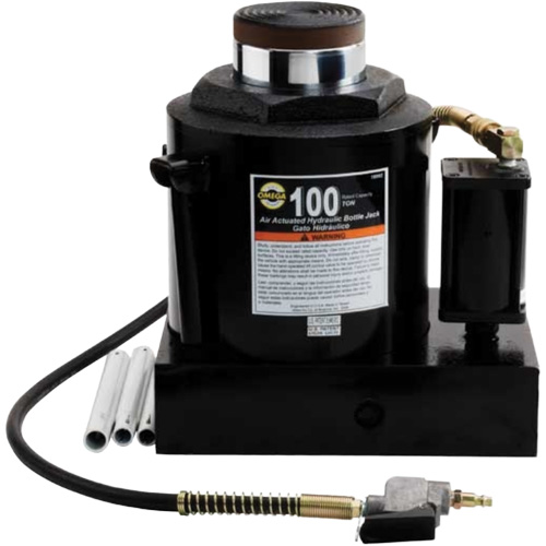 Air Actuated Bottle Jack, 100 Ton(s), Air Hydraulic/Manual Hydraulic, 17-22/25" Raised Height Ontario Safety Products