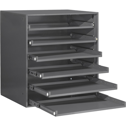 Compartment Box Cabinet, Steel, 6 Slots, 20-5/16" W x 15-15/16" D x 21-7/8" H, Grey Ontario Safety Products
