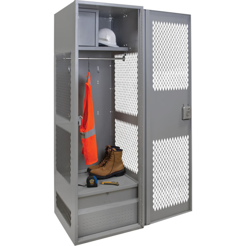 Casier pour &eacute;quipement avec porte, Acier, 24" la x 18" p x 72" h, Gris Ontario Safety Products