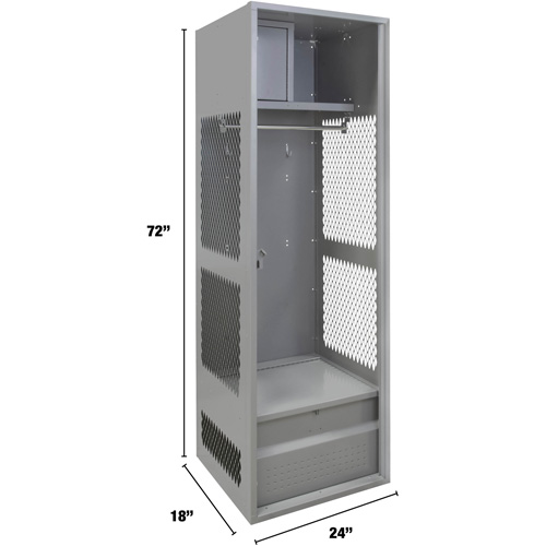 Casier pour &eacute;quipement, Acier, 24" la x 18" p x 72" h, Gris Ontario Safety Products
