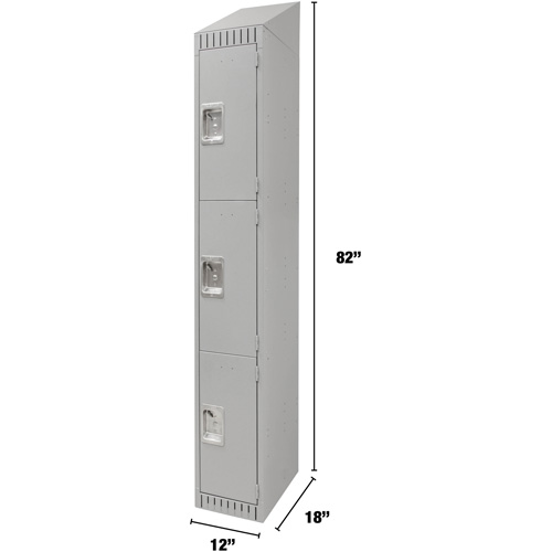 Lockers, 3 -tier, 12" x 18" x 82", Steel, Grey, Knocked Down Ontario Safety Products
