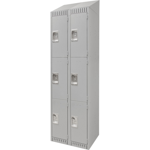 Casiers, 3 niveaux, Bloc de 2, 24" x 18" x 82", Acier, Gris, D&eacute;mont&eacute; Ontario Safety Products