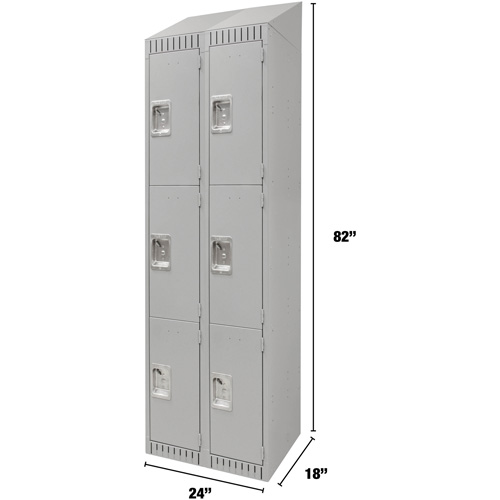 Casiers, 3 niveaux, Bloc de 2, 24" x 18" x 82", Acier, Gris, D&eacute;mont&eacute; Ontario Safety Products
