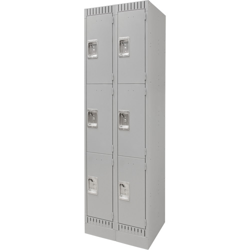 Casiers, 3 niveaux, Bloc de 2, 24" x 18" x 76", Acier, Gris, D&eacute;mont&eacute; Ontario Safety Products
