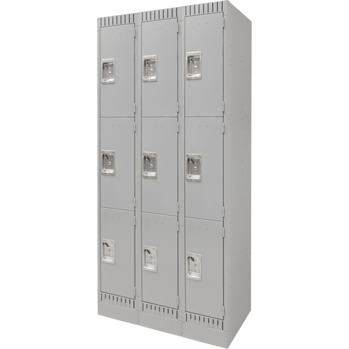 Casiers, 3 niveaux, Bloc de 3, 36" x 18" x 76", Acier, Gris, D&eacute;mont&eacute; Ontario Safety Products