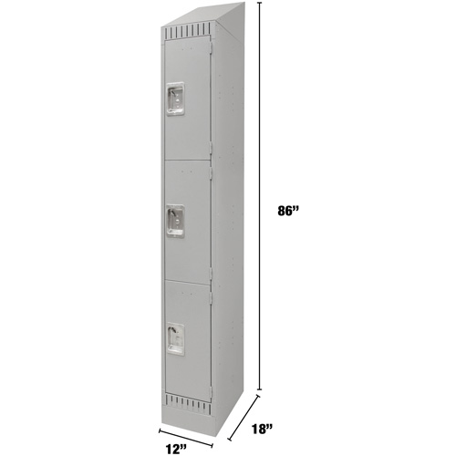 Casiers, 3 niveaux, 12" x 18" x 86", Acier, Gris, D&eacute;mont&eacute; Ontario Safety Products