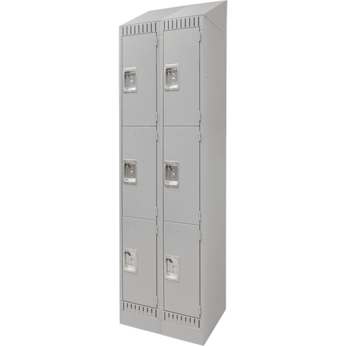 Casiers, 3 niveaux, Bloc de 2, 24" x 18" x 86", Acier, Gris, D&eacute;mont&eacute; Ontario Safety Products