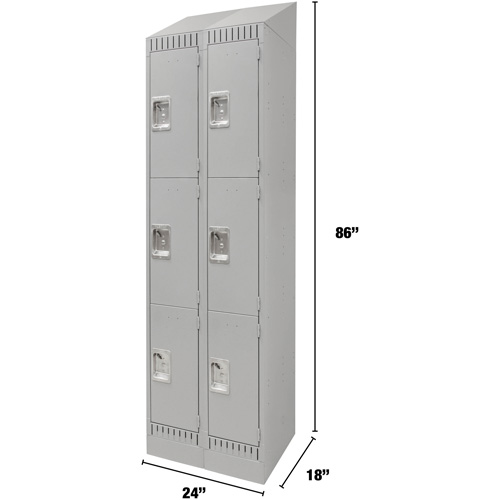 Casiers, 3 niveaux, Bloc de 2, 24" x 18" x 86", Acier, Gris, D&eacute;mont&eacute; Ontario Safety Products