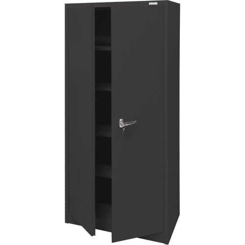 Storage Cabinet, Steel, 4 Shelves, 66" H x 30" W x 15" D, Black Ontario Safety Products