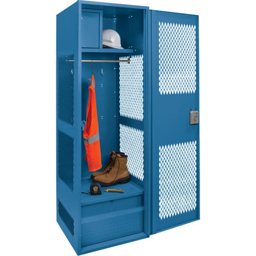 Casier pour &eacute;quipement avec porte, Acier, 24" la x 18" p x 72" h, Bleu fonc&eacute; Ontario Safety Products