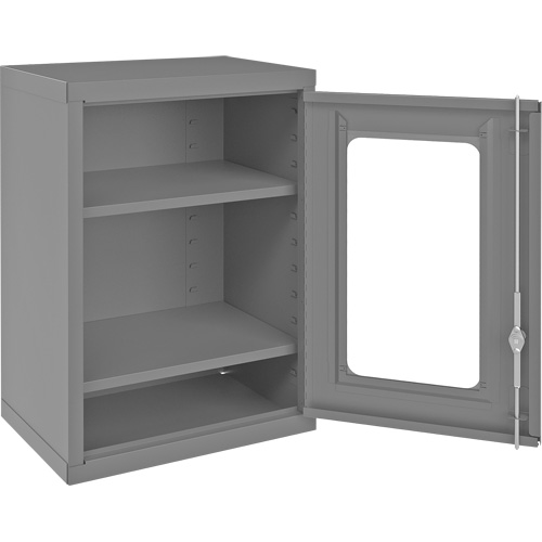 Wall-Mountable Storage Cabinet with Clearview Doors, 26-15/16" H x 18-1/8" W x 13-11/16" D, 2 Shelves, Steel, Grey Ontario Safety Products