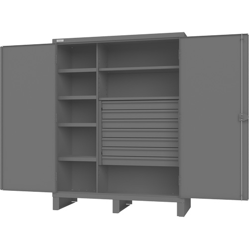 Wardrobe Cabinet with Standard Recessed Doors, Steel, 60" W x 24" D x 78" H, Grey Ontario Safety Products
