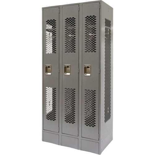 Casiers ventil&eacute;s, Bloc de 3, 36" x 18" x 78", Acier, Gris, D&eacute;mont&eacute;, Perfor&eacute; Ontario Safety Products