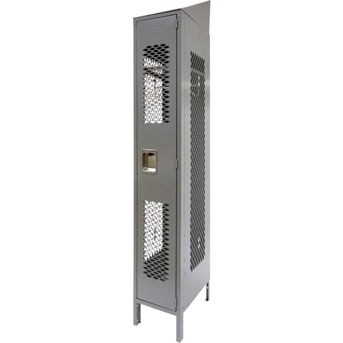Vented Lockers, 12" x 18" x 88", Steel, Grey, Knocked Down, Perforated Ontario Safety Products