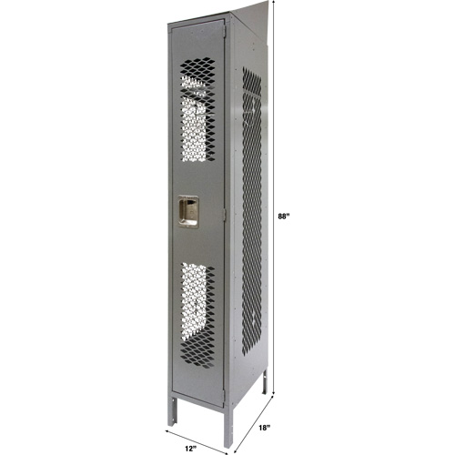 Vented Lockers, 12" x 18" x 88", Steel, Grey, Knocked Down, Perforated Ontario Safety Products