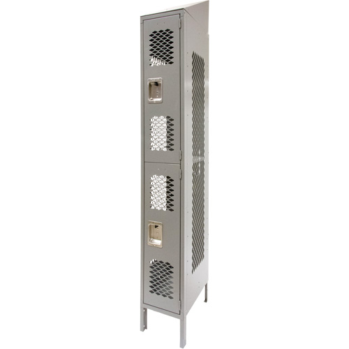 Casiers ventil&eacute;s, 2 niveaux, 12" x 18" x 88", Acier, Gris, D&eacute;mont&eacute;, Perfor&eacute; Ontario Safety Products