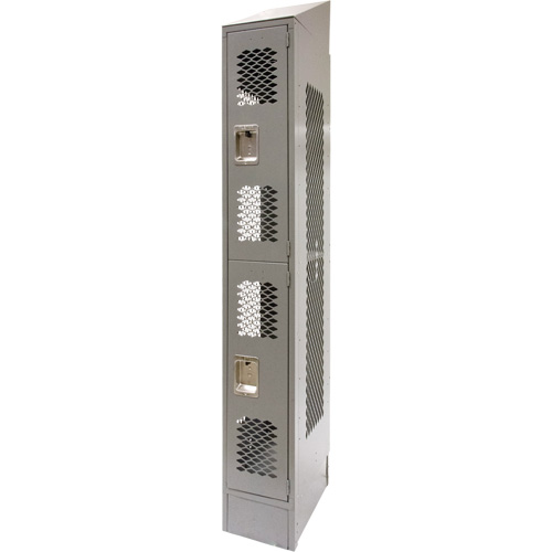 Casiers ventil&eacute;s, 2 niveaux, 12" x 18" x 88", Acier, Gris, D&eacute;mont&eacute;, Perfor&eacute; Ontario Safety Products