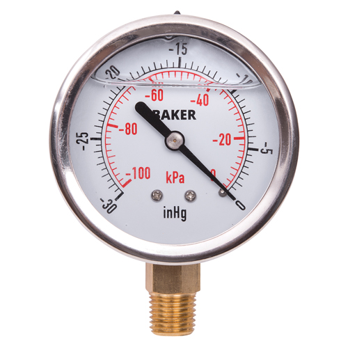 Manom&egrave;tres,  2-1/2", 30" Hg-0" Vac, Fixation inf&eacute;rieure, Analogique rempli de liquide Ontario Safety Products