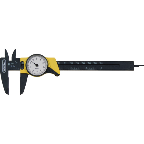 Metric Dial Caliper, 0.001 mm Resolution, 150 mm Range Ontario Safety Products