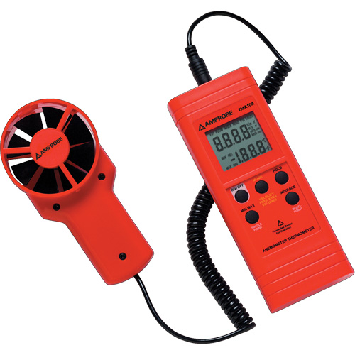 An&eacute;mom&egrave;tre et thermom&egrave;tre TMA10A, Sans enregistrement des donn&eacute;es, Gamme de v&eacute;locit&eacute; d'air de 0,4 - 25 m/sec Ontario Safety Products