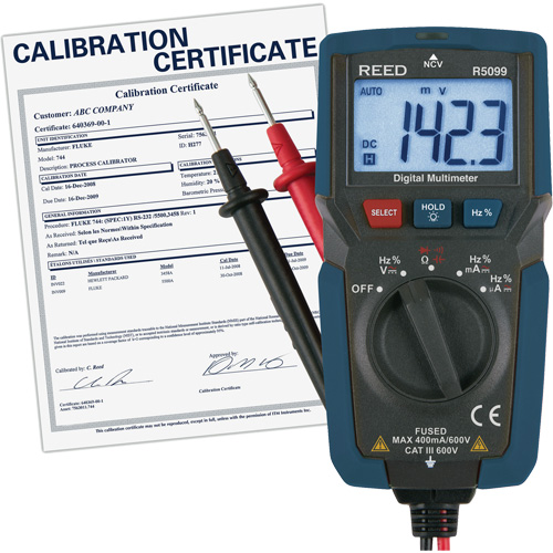 Compact Multimeter with Non-Contact Voltage and Calibration Certificate, AC/DC Voltage, AC/DC Current Ontario Safety Products