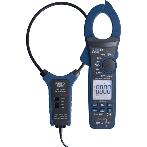Pince amp&egrave;rem&eacute;trique v.e.v avec sonde de courant flexible et certificat de calibration, Tension c.a./c.c., Courant c.a./c.c. Ontario Safety Products