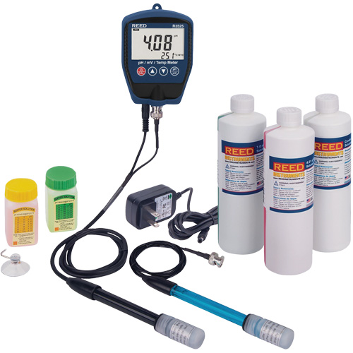 R3525 pH/mV Meter with ORP Electrode, pH/Conductivity Solutions & Power Adapter Kit Ontario Safety Products