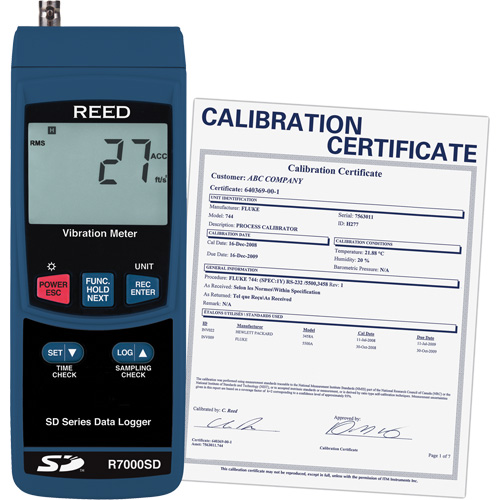 Data Logging Vibration Meter with Calibration Certificate, 10% - 85% RH, 32°- 122° F ( 0° - 50° C ) Ontario Safety Products