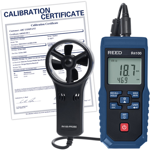 Thermo-an&eacute;mom&egrave;tre &agrave; aube R4100 avec volume d'air et certificat d'&eacute;talonnage, Enregistrement des donn&eacute;es, Gamme de v&eacute;locit&eacute; d'air de 0,4 - 30 m/sec Ontario Safety Products