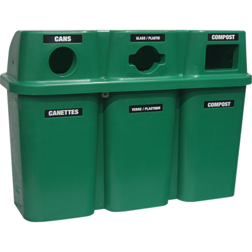 Contenants de recyclage Bullseye, Bord de rue, Plastique, 3 x 22 gal. US Ontario Safety Products