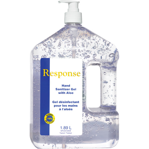 Response&reg; Hand Sanitizer Gel with Aloe, 1890 ml, Pump Bottle, 70% Alcohol Ontario Safety Products