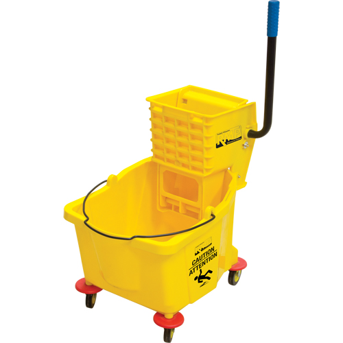 Mop Bucket and Wringer, Side Press, 9.5 US Gal.(38 Quart), Yellow Ontario Safety Products