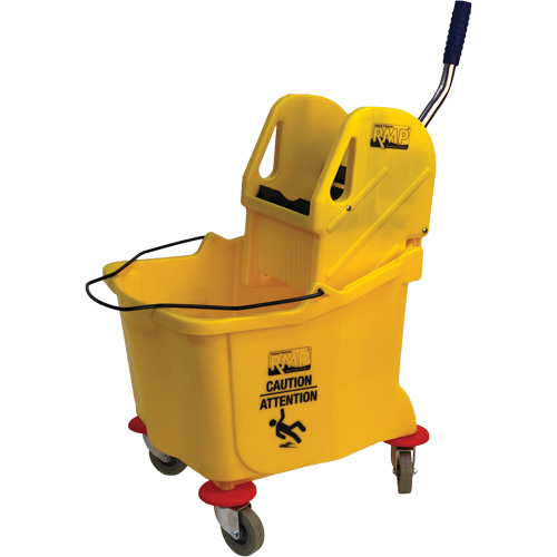 Mop Bucket and Wringer, Down Press, 9.5 US Gal.(38 Quart), Yellow Ontario Safety Products