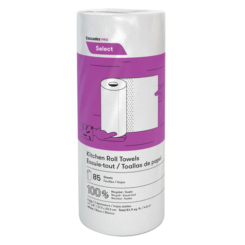 Pro Select Kitchen Towel Roll, 2 Ply, 85 Sheets/Roll, 8" W, 11" L Ontario Safety Products