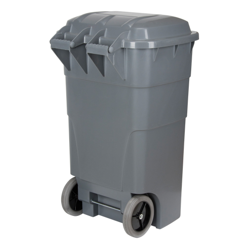 Roll Out Garbage Bin, Polyethylene, 65 US gal. Ontario Safety Products