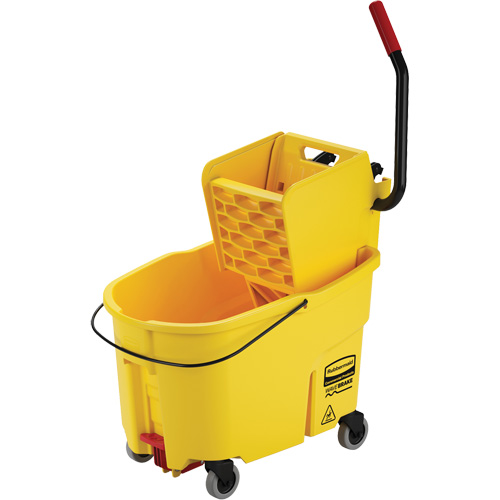 Ensemble de seau pour vadrouille et essoreuse WaveBrake, Pression lat&eacute;rale, 11 gal. US (44 pintes), Jaune Ontario Safety Products