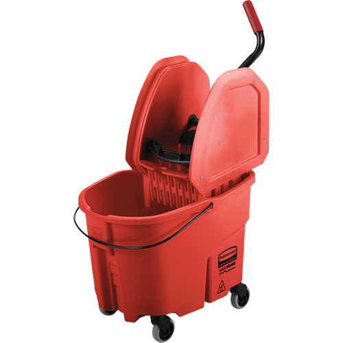 WaveBrake&reg; Mop Bucket & Wringer Combo Pack, Down Press, 8.75 US Gal.(35 Quart), Red Ontario Safety Products