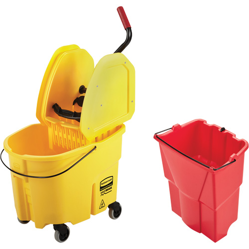 WaveBrake&reg; Mop Bucket & Wringer Combo Pack, Down Press, 8.75 US Gal.(35 Quart), Yellow Ontario Safety Products