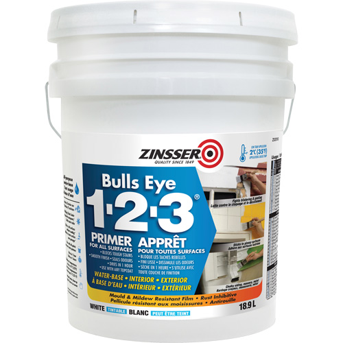 Bulls Eye 1-2-3&reg; Water-Base Primer, 18.9 L, Pail, White Ontario Safety Products