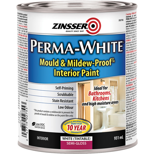 Peinture int&eacute;rieure Mold & Mildew-Proof Perma-White, 931 ml, Canette, Blanc Ontario Safety Products
