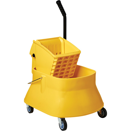 Ensemble de seau pour vadrouille et essoreuse Champ, Pression lat&eacute;rale, 7,5 gal. US (30 pintes), Jaune Ontario Safety Products